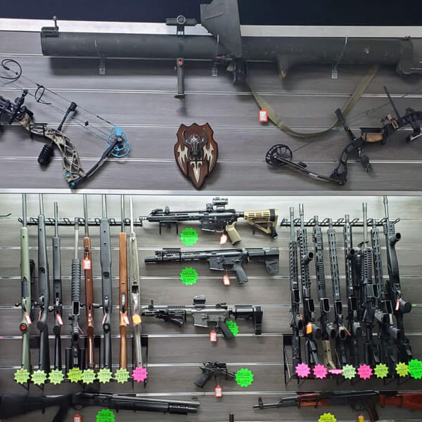 display case of guns